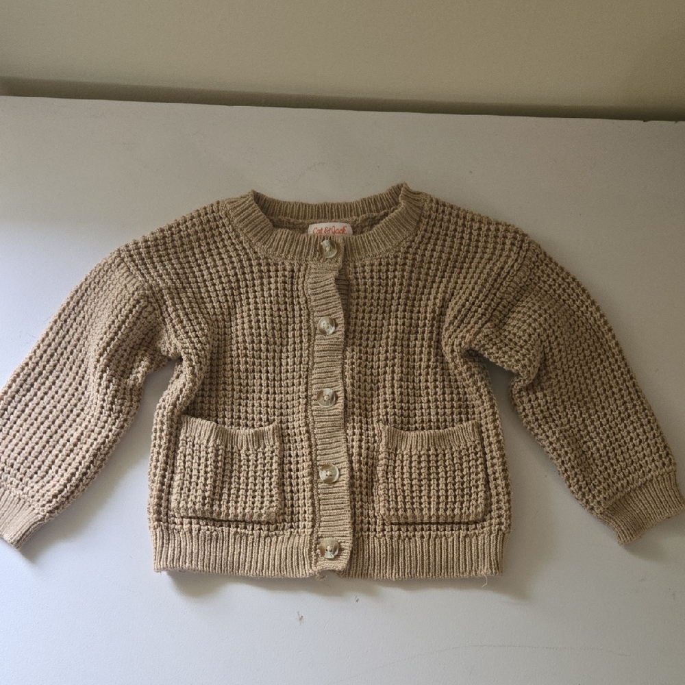 Cat & Jack Beige Knit Button-Up Cardigan